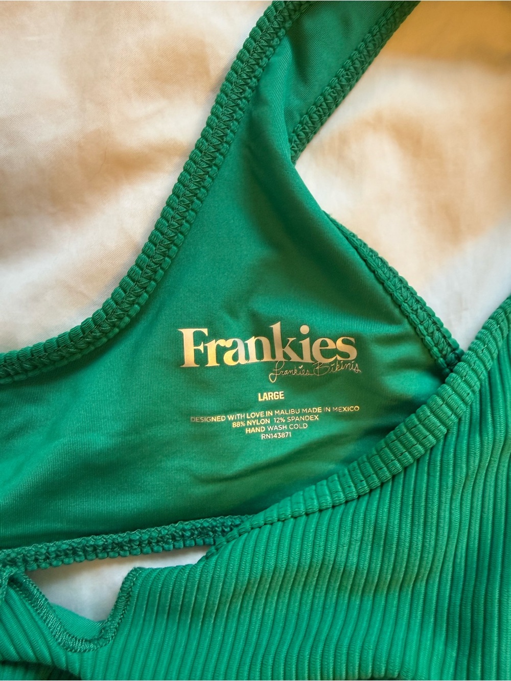 Frankie's Bikinis Emerald Ribbed Tank Top NWT - Picture 2 of 6